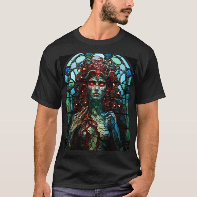 Medusa - Stained Glass Window Tiffany Style T-Shirt (Front)