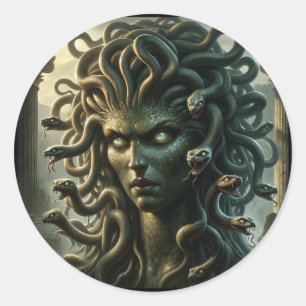 Medusa Stare of Death Head of Snakes Classic Round Sticker