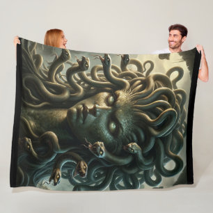 Medusa Stare of Death Head of Snakes Fleece Blanket