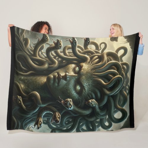 Medusa Stare of Death Head of Snakes Fleece Blanket
