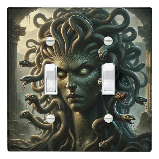 Medusa Stare of Death Head of Snakes Light Switch Cover (In Situ)