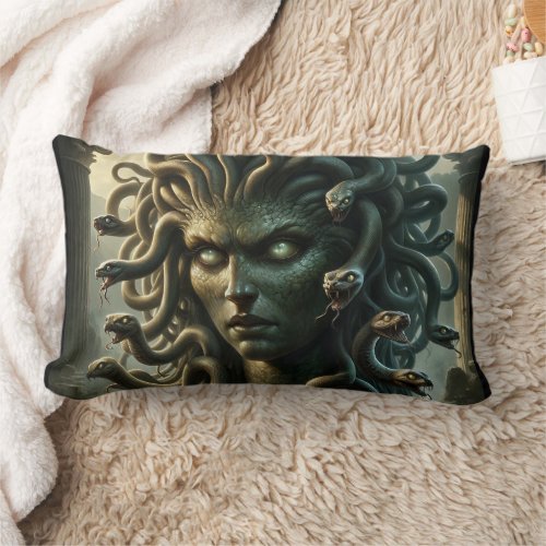 Medusa Stare of Death Head of Snakes Lumbar Pillow