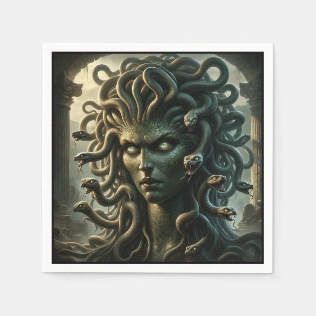 Medusa Stare of Death Head of Snakes Napkins (Front)
