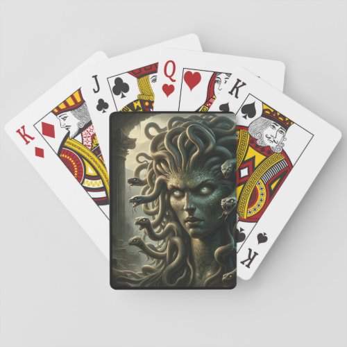 Medusa Stare of Death Head of Snakes Playing Cards