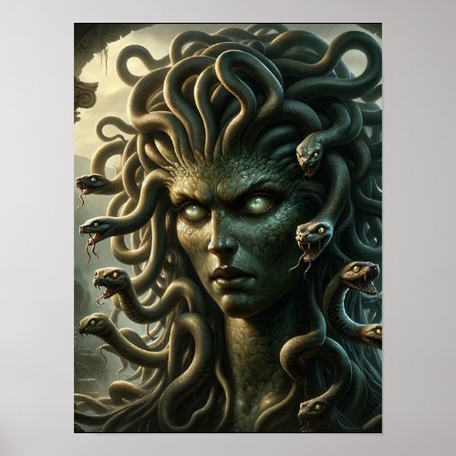 Medusa Stare of Death Head of Snakes Poster