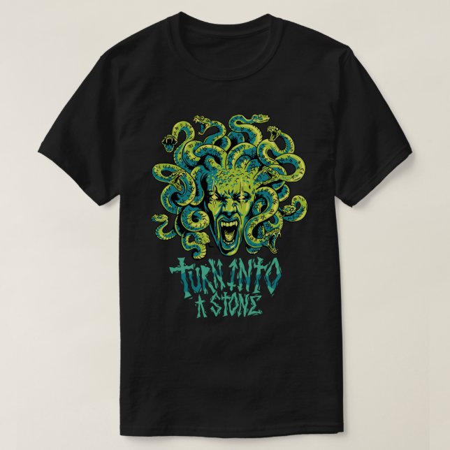 Medusa Turn Into Stone T-Shirt (Design Front)