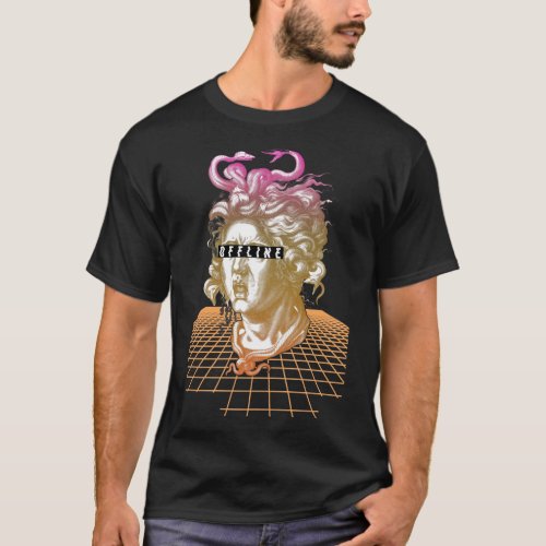 Medusa Vaporwave Aesthetic Ancient Greek Statue T_Shirt