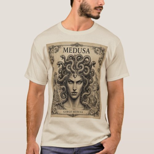 Medusa Vintage Greek Mythology Gorgon Art T-Shirt
