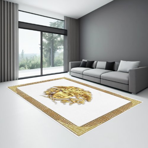 MEDUSA with Golden Greek Key Greek Revival Area Rug