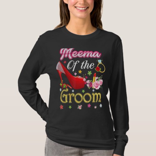 Meema Of The Groom Happy Wedding Flower Pink Shoe  T_Shirt
