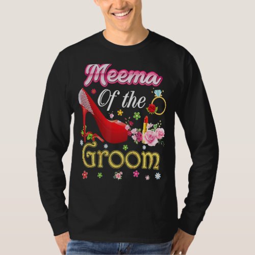 Meema Of The Groom Happy Wedding Flower Pink Shoe  T_Shirt
