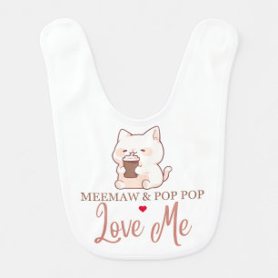 Meemaw and Pop Pop Cat Grandchild  Baby Bib