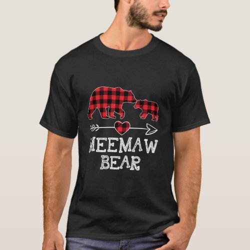 Meemaw Bear Christmas Pajama Red Plaid Buffalo Fam T_Shirt
