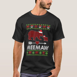 Meemaw Bear Santa Red Plaid Family Pajamas For Chr T-Shirt