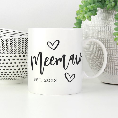 Meemaw Year Established Grandma Coffee Mug