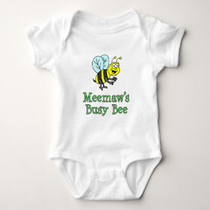 Meemaw's Busy Bee Cute Cartoon Baby Bodysuit
