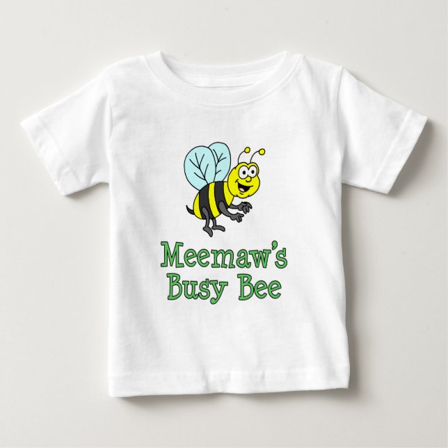 Meemaw's Busy Bee Cute Cartoon Baby T-Shirt (Front)