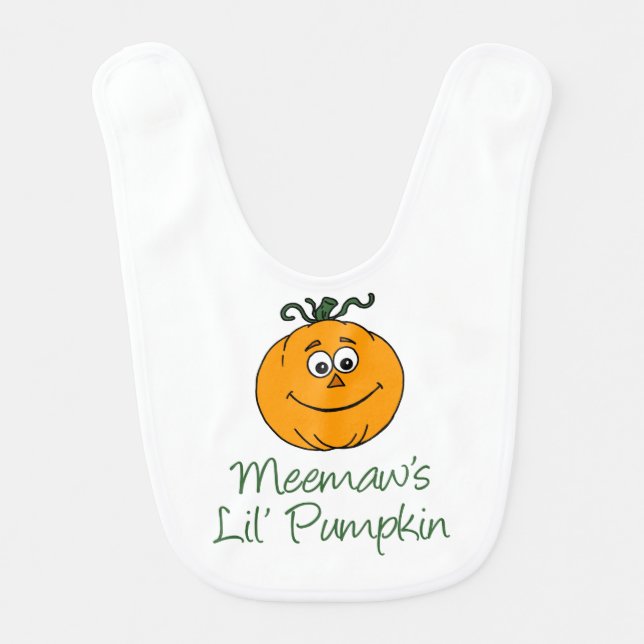 Meemaw's LIttle Pumpkin Cute Autumn Baby Bib (Front)