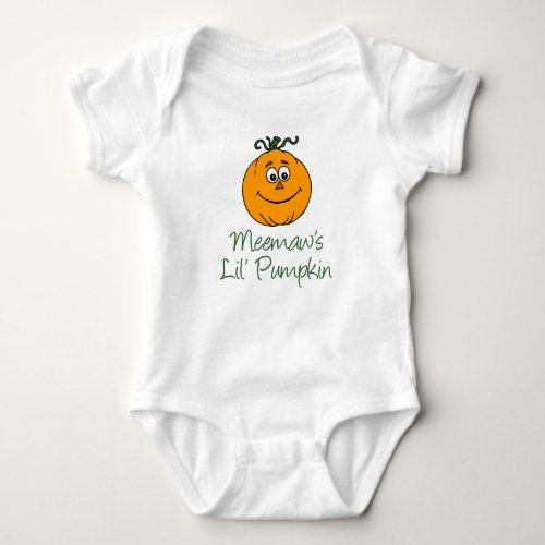 Meemaws LIttle Pumpkin Cute Autumn Cartoon Baby Bodysuit