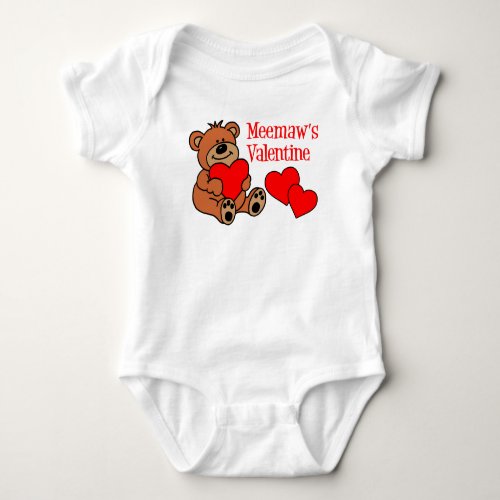 Meemaws Valentine Bear Baby Bodysuit