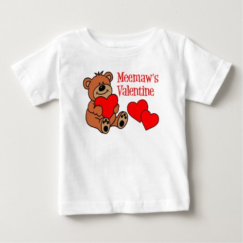 Meemaws Valentine Bear Baby T_Shirt