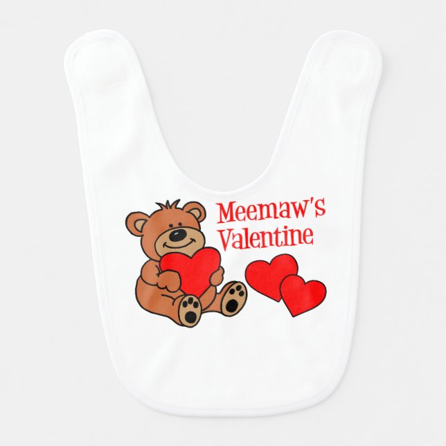 Meemaw's Valentine Bear Bib (Front)