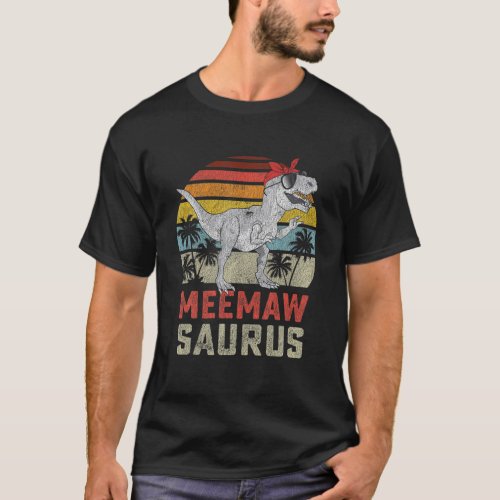 Meemawsaurus T Rex Dinosaur Meemaw Saurus Family M T_Shirt