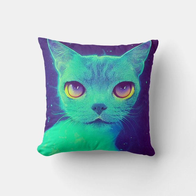 Meeow Face! Throw Pillow (Front)