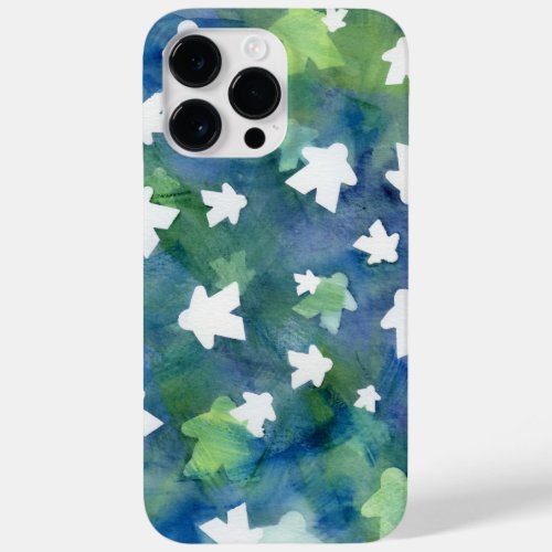 Meeple Silhouettes on Blue and Green Case_Mate iPhone 14 Pro Max Case