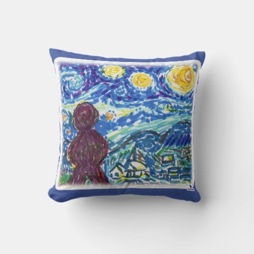 Meeple Starry Night Board Game Style Art Throw Pillow