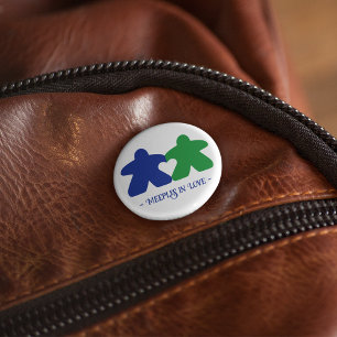 Meeples in Love, Blue & Green Button