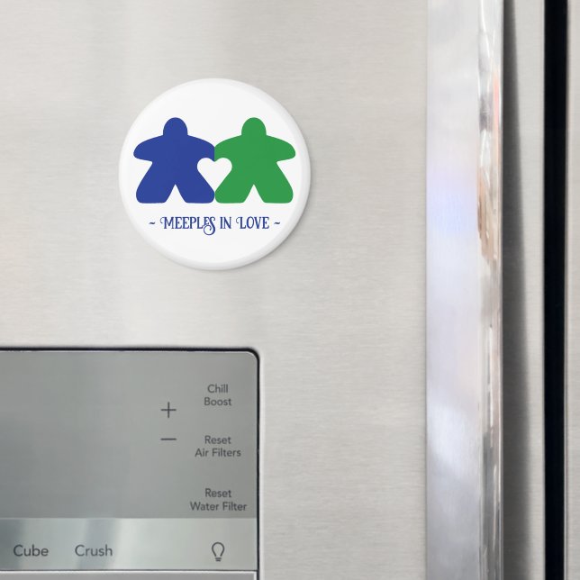 Meeples in Love, Blue & Green Magnet (In Situ (Fridge))