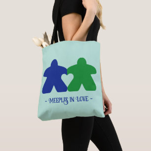 Meeples in Love, Blue & Green Tote Bag