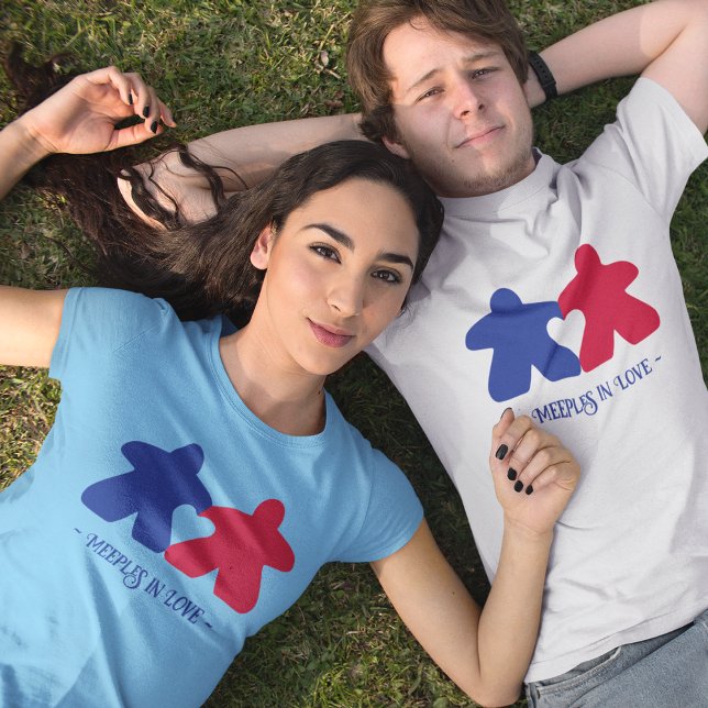 Meeples in Love, Blue & Red Mens Shirt (Creator Uploaded)