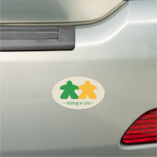 Meeples in Love, Green & Yellow Car Magnet