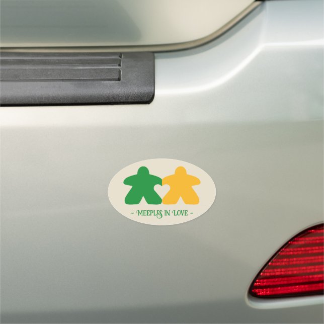 Meeples in Love, Green & Yellow Car Magnet (In Situ)
