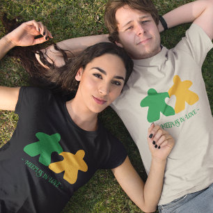 Meeples in Love, Green & Yellow Mens Shirt