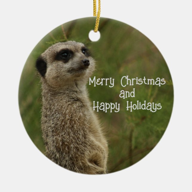 Meercat Merry Christmas Ornament (Front)