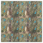 Meerkat And Blue Butterflies, Fabric