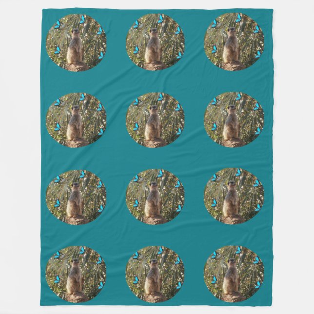 Meerkat And Blue Butterflies, Fleece Blanket (Front)