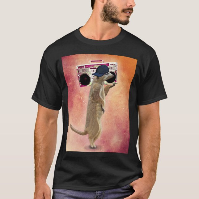 Meerkat and Boom Box T-Shirt (Front)