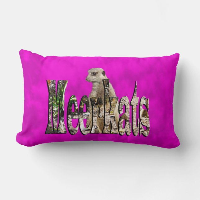 Meerkat And Meerkats Logo On Purple, Lumbar Pillow (Front)