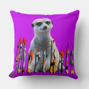 Meerkat And Meerkats Logo, Purple Throw Cushion. Pillow
