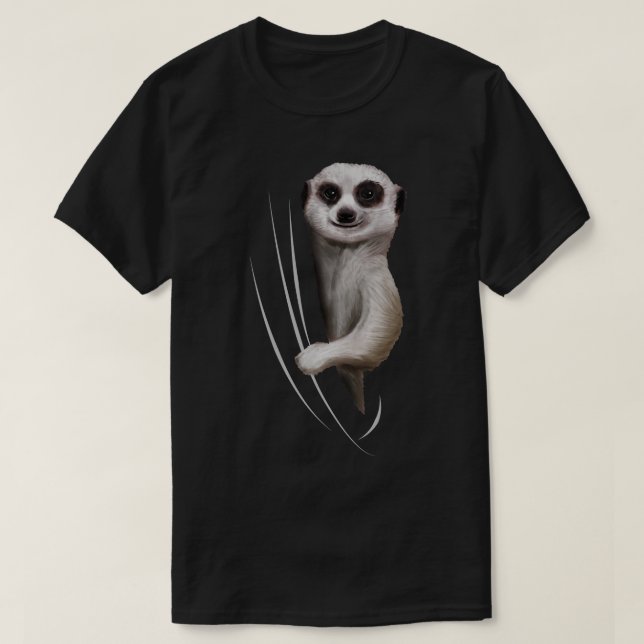 Meerkat Animal Coming From Inside T-Shirt (Design Front)