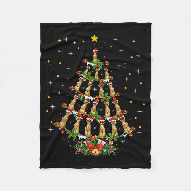 Meerkat Animal Lover Xmas Santa Hat Meerkat Christ Fleece Blanket (Front)