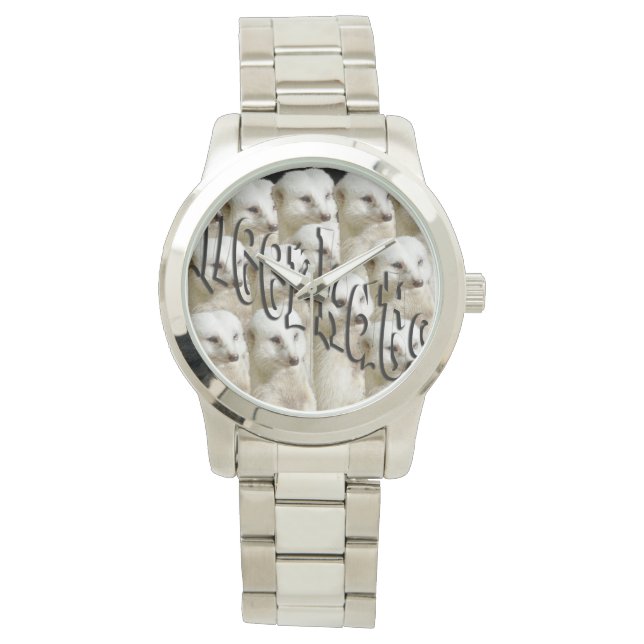 Meerkat Army Logo, Large Unisex Silver Watch (Front)