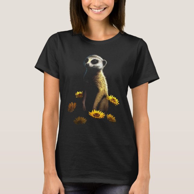 Meerkat Artwork  Animal Flowers Animal Meerkat T-Shirt (Front)