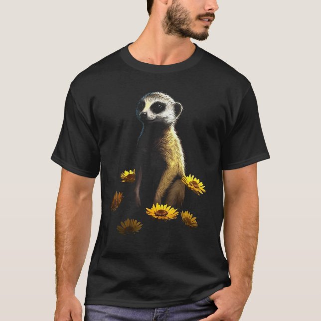 Meerkat Artwork  Animal Flowers Animal Meerkat T-Shirt (Front)