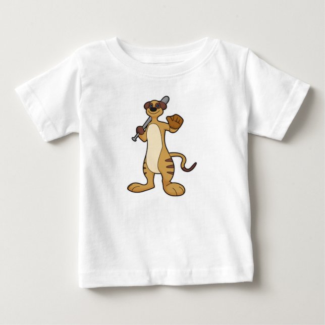 Meerkat as Baseball player with Baseball bat Baby T-Shirt (Front)