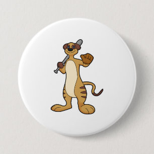 Meerkat as Baseball player with Baseball bat Button
